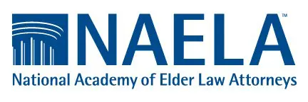 A blue and white logo of the academy of elder law.
