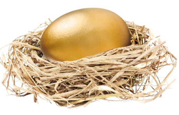 GettyImages-2027821642 2 A golden egg in the middle of a nest.